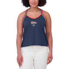 Atlanta Braves WEAR by Erin Andrews Women's Cross Strap Tank Top - Navy - MLB Lifestyle