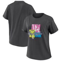 Los Angeles Dodgers WEAR by Erin Andrews Women's Domestic Box Color Boyfriend T-Shirt - Charcoal - MLB Sale