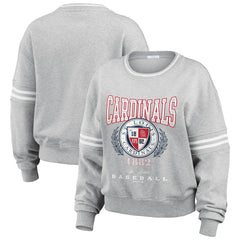 St. Louis Cardinals WEAR by Erin Andrews Women's Domestic Crest Pullover Sweatshirt - Heather Gray - MLB Online