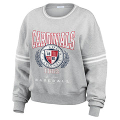 St. Louis Cardinals WEAR by Erin Andrews Women's Domestic Crest Pullover Sweatshirt - Heather Gray - MLB Online