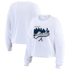 Atlanta Braves WEAR by Erin Andrews Women's Domestic Postcard Long Sleeve T-Shirt - White - MLB Discount