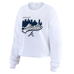 Atlanta Braves WEAR by Erin Andrews Women's Domestic Postcard Long Sleeve T-Shirt - White - MLB Discount