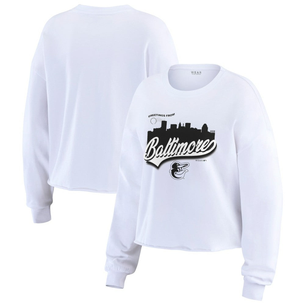 Baltimore Orioles WEAR by Erin Andrews Women's Domestic Postcard Long Sleeve T-Shirt - White - MLB Online