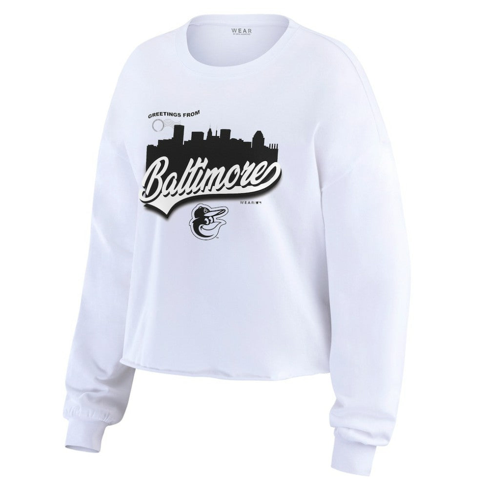 Baltimore Orioles WEAR by Erin Andrews Women's Domestic Postcard Long Sleeve T-Shirt - White - MLB Online