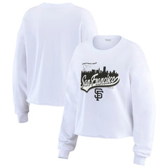 San Francisco Giants WEAR by Erin Andrews Women's Domestic Postcard Long Sleeve T-Shirt - White - MLB Lifestyle