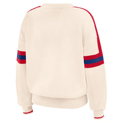 Philadelphia Phillies WEAR by Erin Andrews Women's Stripe Pullover Sweater - Cream - MLB Sale