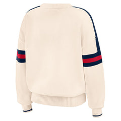 Atlanta Braves WEAR by Erin Andrews Women's Stripe Pullover Sweater - Cream - MLB Lifestyle