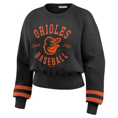 Baltimore Orioles WEAR by Erin Andrews Women's Vintage Washed Cropped Pullover Sweatshirt - Black - MLB Online