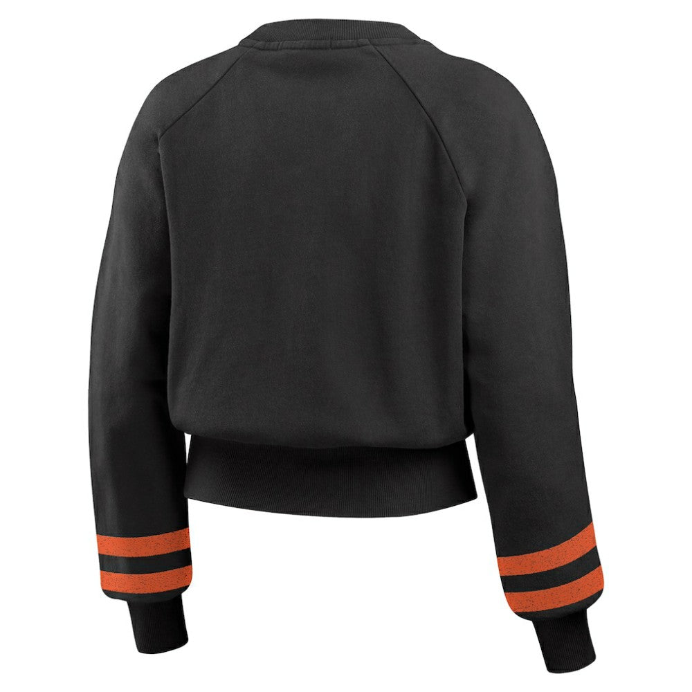 Baltimore Orioles WEAR by Erin Andrews Women's Vintage Washed Cropped Pullover Sweatshirt - Black - MLB Online