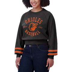 Baltimore Orioles WEAR by Erin Andrews Women's Vintage Washed Cropped Pullover Sweatshirt - Black - MLB Online