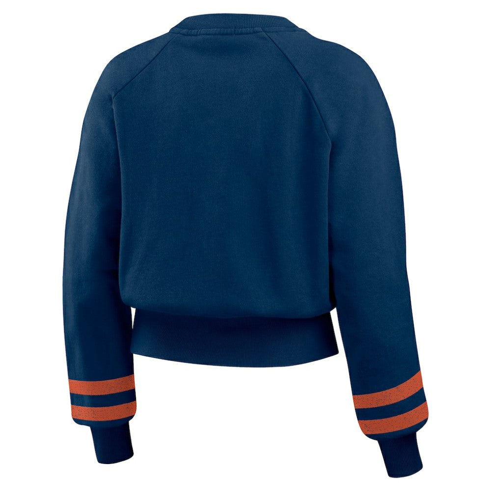 Houston Astros WEAR by Erin Andrews Women's Vintage Washed Cropped Pullover Sweatshirt - Navy - MLB on Sale