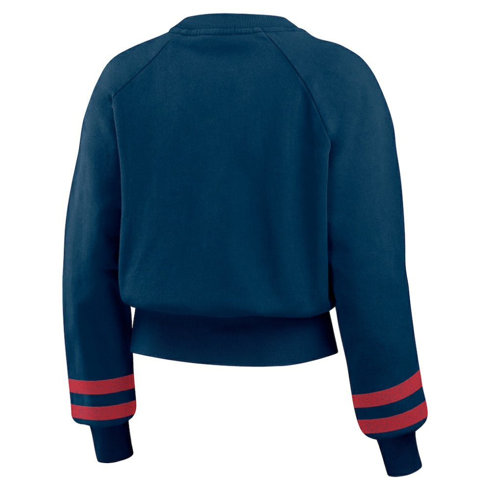 Minnesota Twins WEAR by Erin Andrews Women's Vintage Washed Cropped Pullover Sweatshirt - Navy - MLB Lifestyle