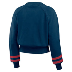 Minnesota Twins WEAR by Erin Andrews Women's Vintage Washed Cropped Pullover Sweatshirt - Navy - MLB Lifestyle