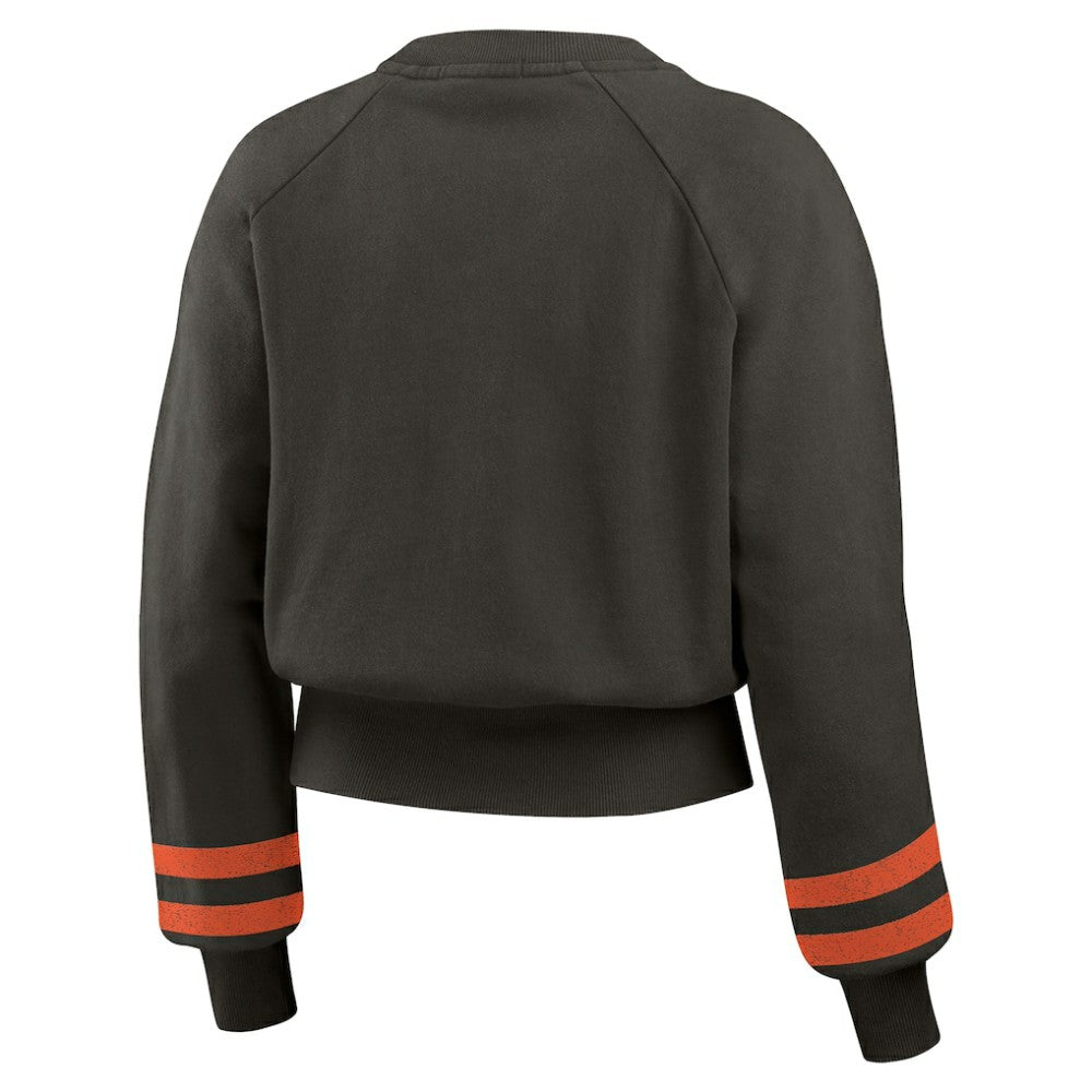San Francisco Giants WEAR by Erin Andrews Women's Vintage Washed Cropped Pullover Sweatshirt - Black - MLB Discount