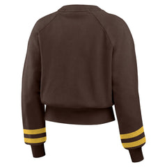 San Diego Padres WEAR by Erin Andrews Women's Vintage Washed Cropped Pullover Sweatshirt - Brown - MLB Sale