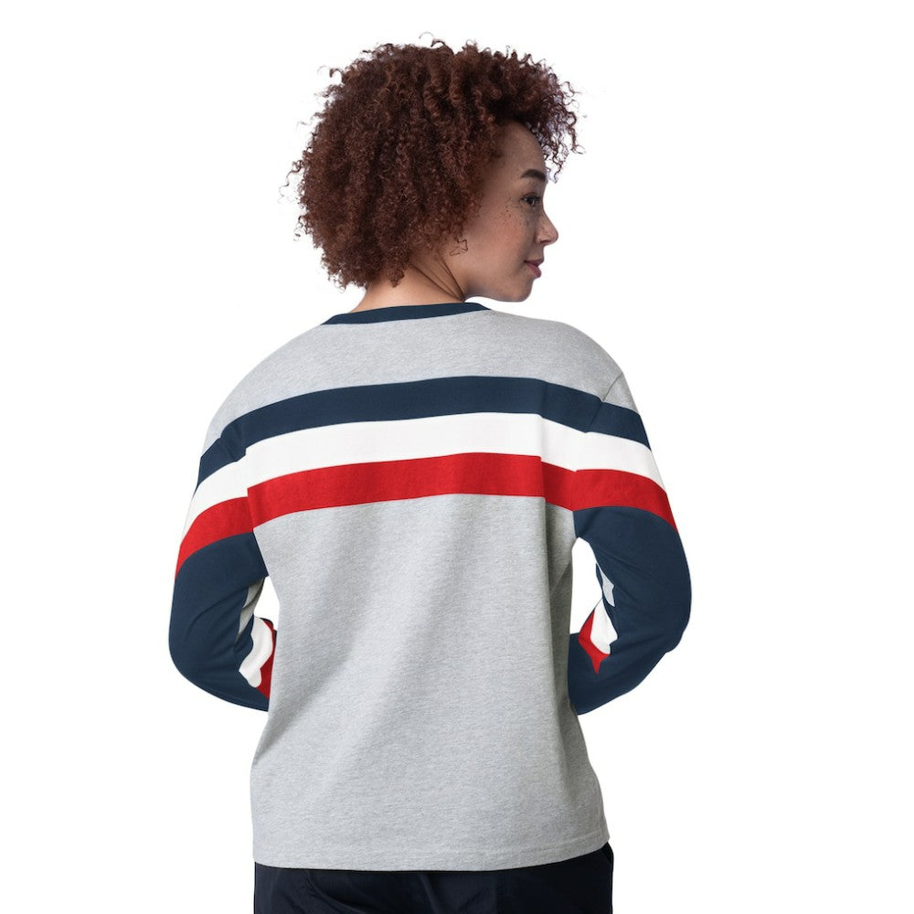 Atlanta Braves Starter Women's Triple A Fashion Color Block Long Sleeve Top - Heather Gray - MLB Sale