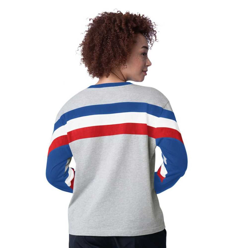Chicago Cubs Starter Women's Triple A Fashion Color Block Long Sleeve Top - Heather Gray - MLB Sale