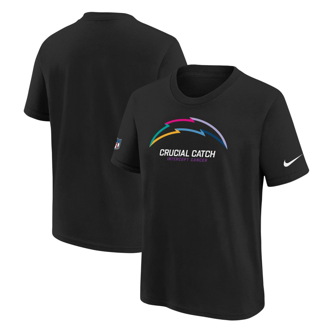 Nike Los Angeles Chargers Youth 2024 NFL Crucial Catch T-Shirt Black