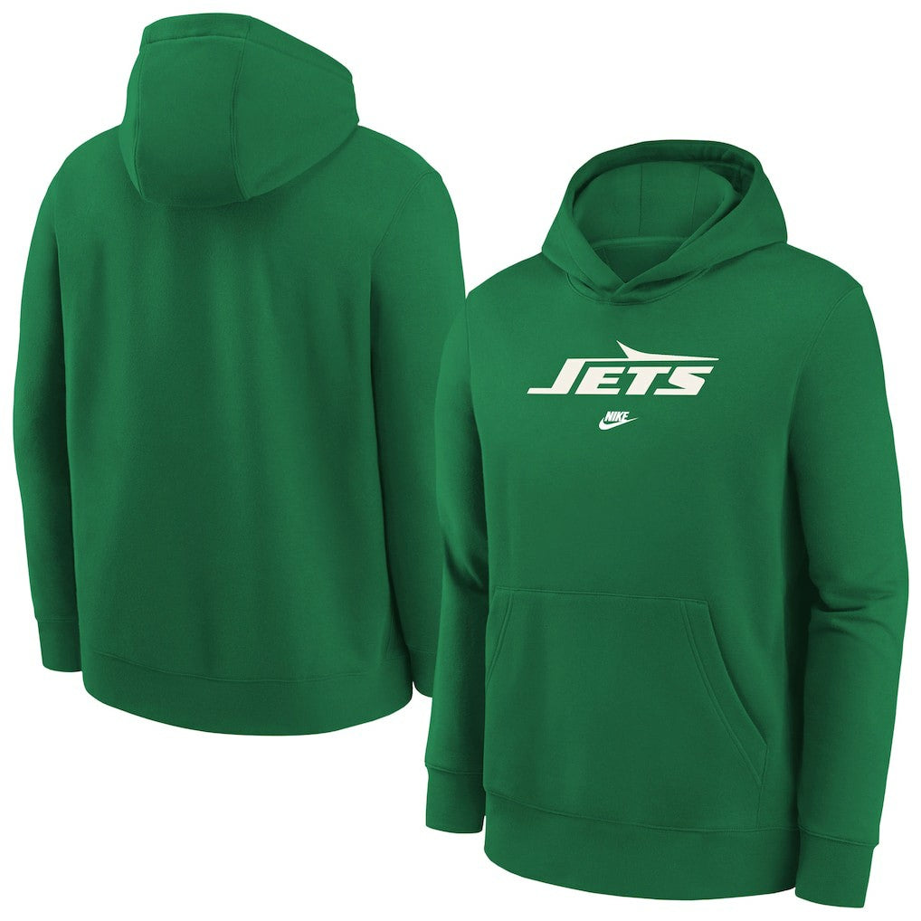 Nike New York Jets Youth Rewind Club Fleece Pullover Hoodie Kelly Green