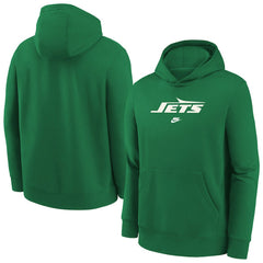 Nike New York Jets Youth Rewind Club Fleece Pullover Hoodie Kelly Green