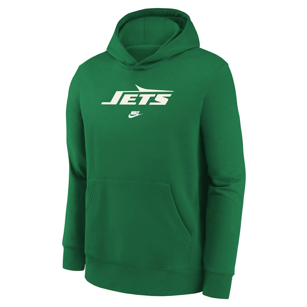 Nike New York Jets Youth Rewind Club Fleece Pullover Hoodie Kelly Green