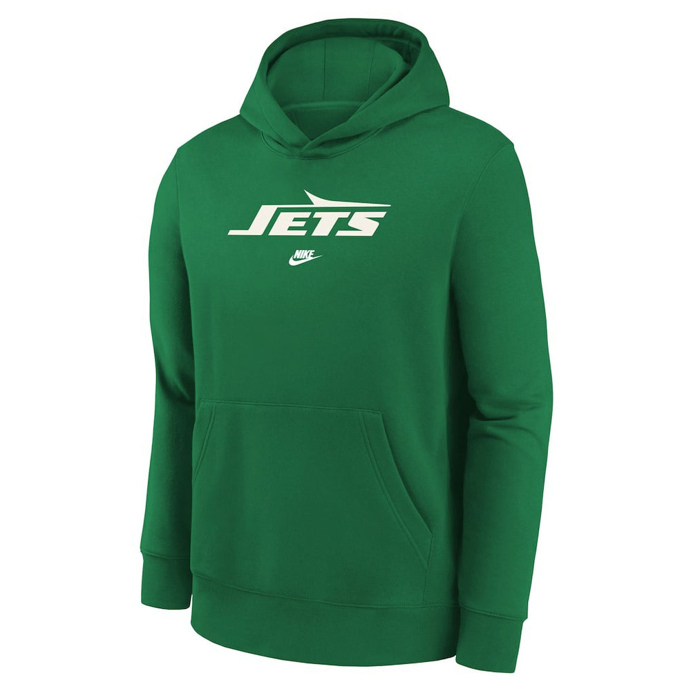 Nike New York Jets Youth Rewind Club Fleece Pullover Hoodie Kelly Green