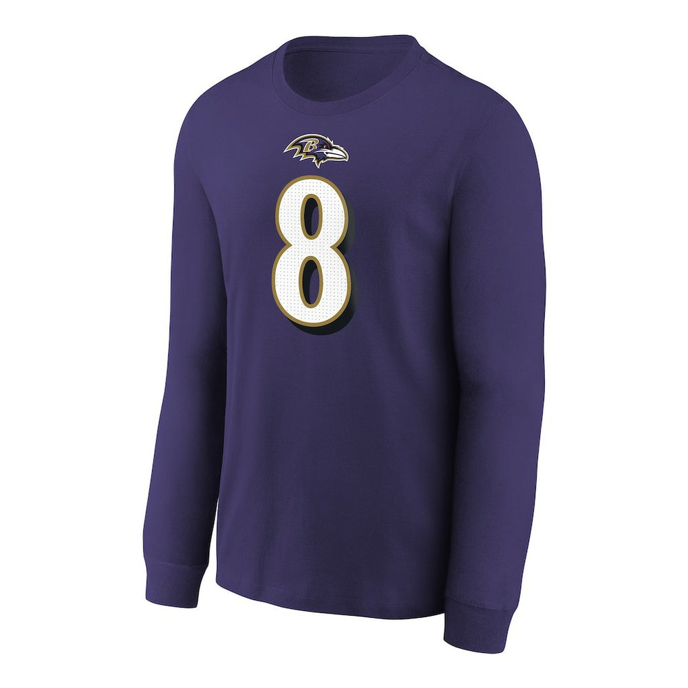 Nike Lamar Jackson Baltimore Ravens Youth Player Name & Number Long Sleeve T-Shirt Purple