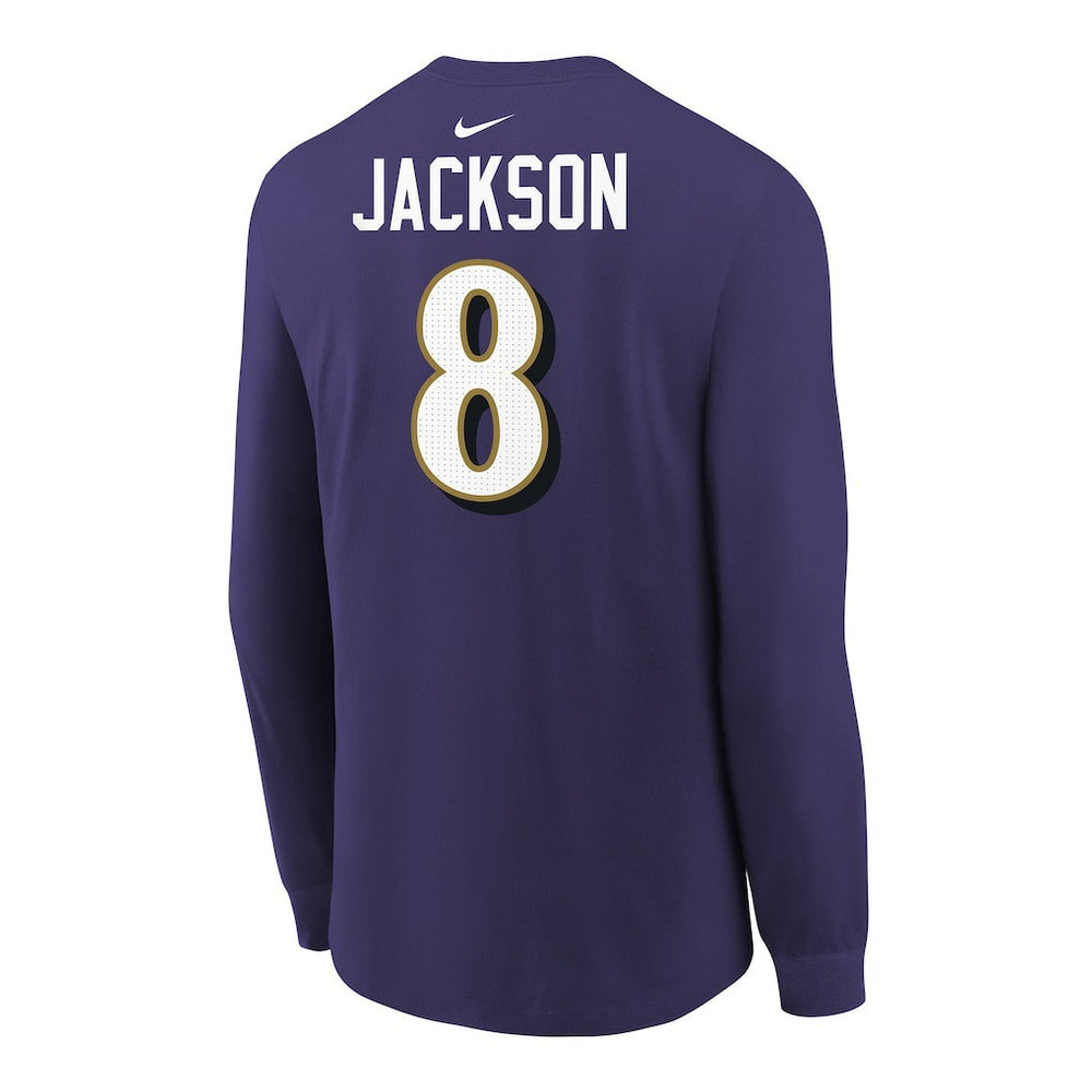 Nike Lamar Jackson Baltimore Ravens Youth Player Name & Number Long Sleeve T-Shirt Purple