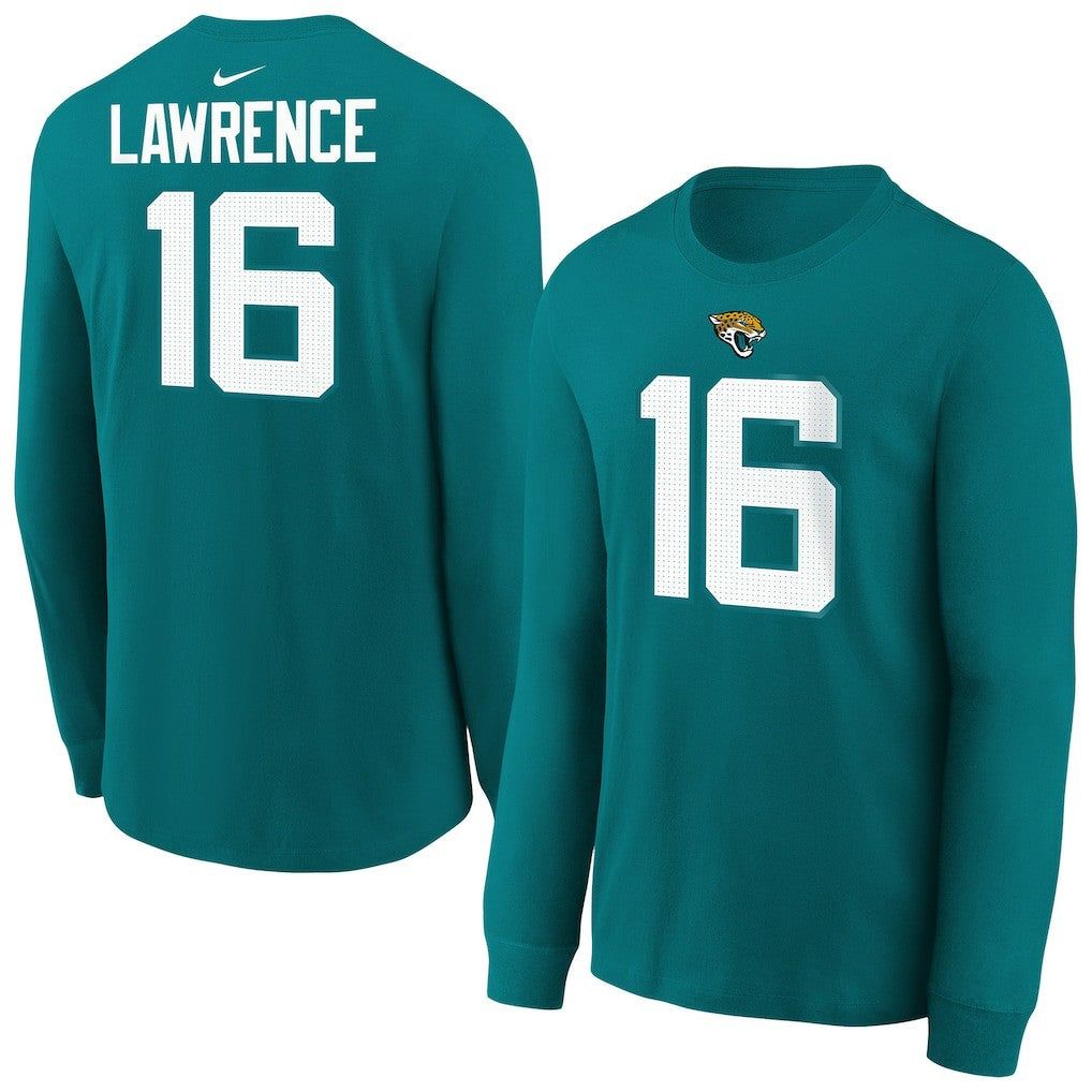 Nike Trevor Lawrence Jacksonville Jaguars Youth Player Name & Number Long Sleeve T-Shirt Teal