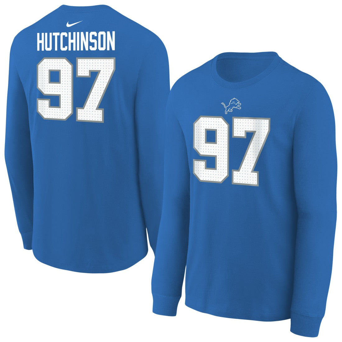 Nike Aidan Hutchinson Detroit Lions Youth Player Name & Number Long Sleeve T-Shirt Blue