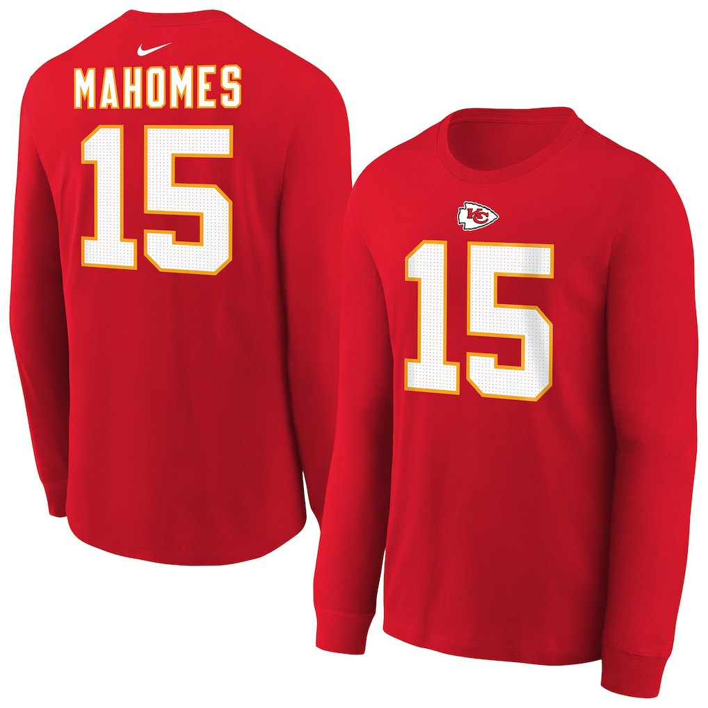 Nike Patrick Mahomes Kansas City Chiefs Youth Player Name & Number Long Sleeve T-Shirt Red