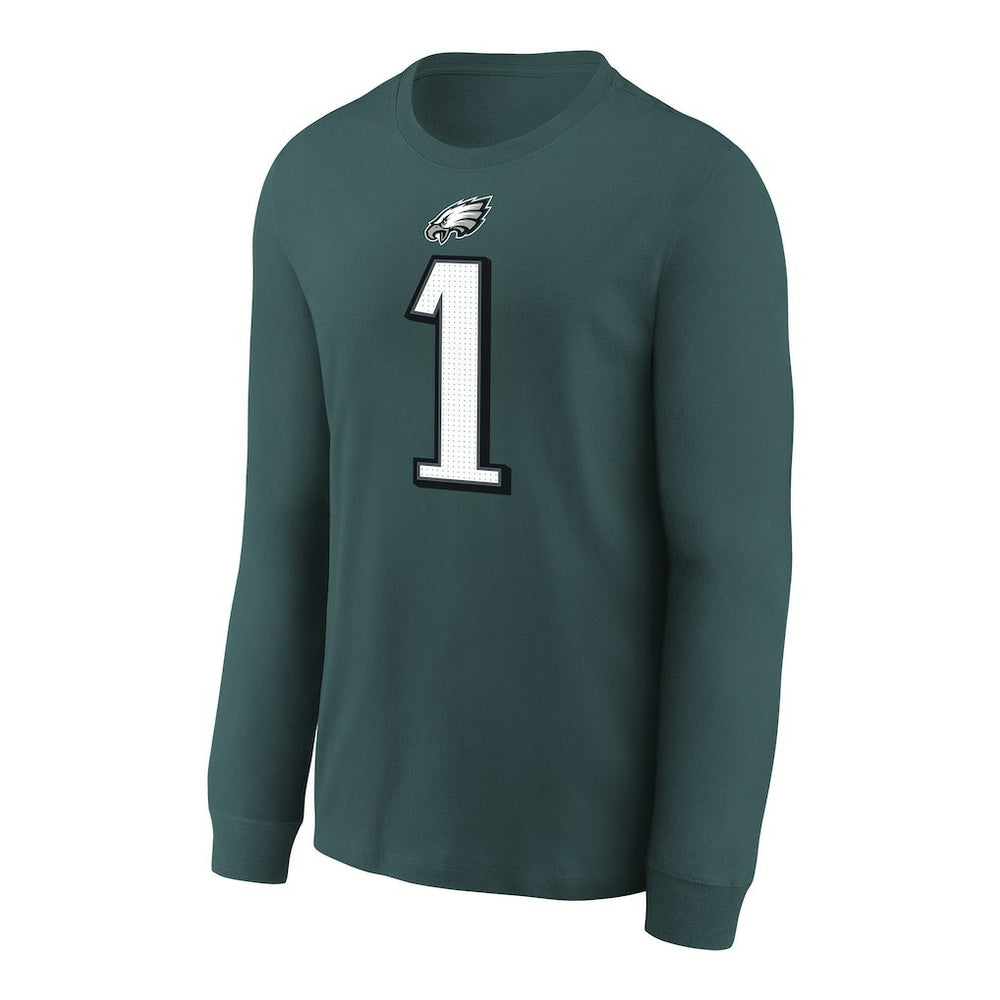 Nike Jalen Hurts Philadelphia Eagles Youth Player Name & Number Long Sleeve T-Shirt Midnight Green