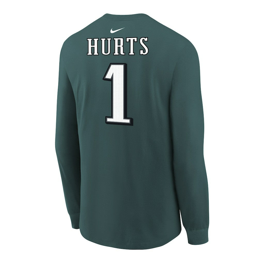 Nike Jalen Hurts Philadelphia Eagles Youth Player Name & Number Long Sleeve T-Shirt Midnight Green