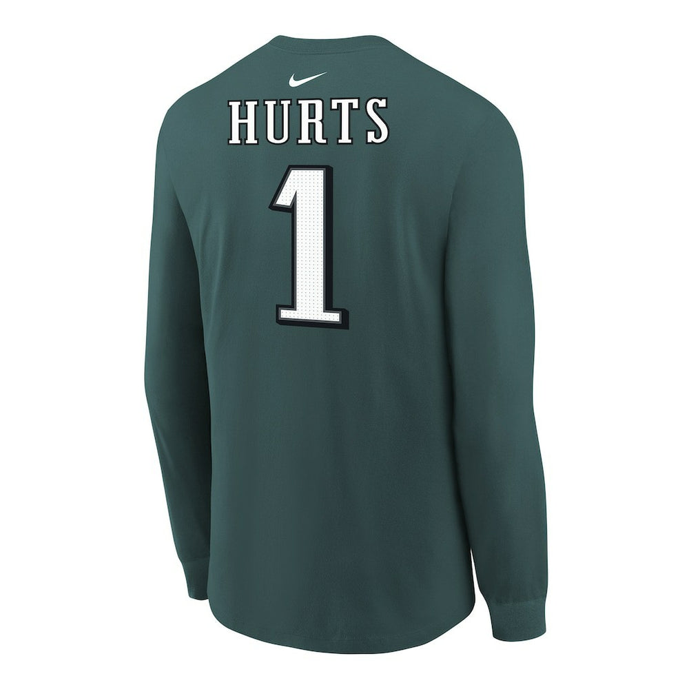 Nike Jalen Hurts Philadelphia Eagles Youth Player Name & Number Long Sleeve T-Shirt Midnight Green
