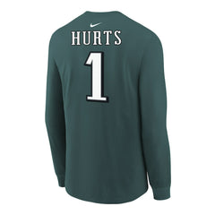 Nike Jalen Hurts Philadelphia Eagles Youth Player Name & Number Long Sleeve T-Shirt Midnight Green