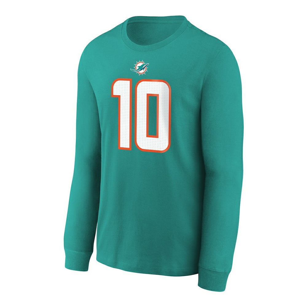 Nike Tyreek Hill Miami Dolphins Youth Player Name & Number Long Sleeve T-Shirt Aqua