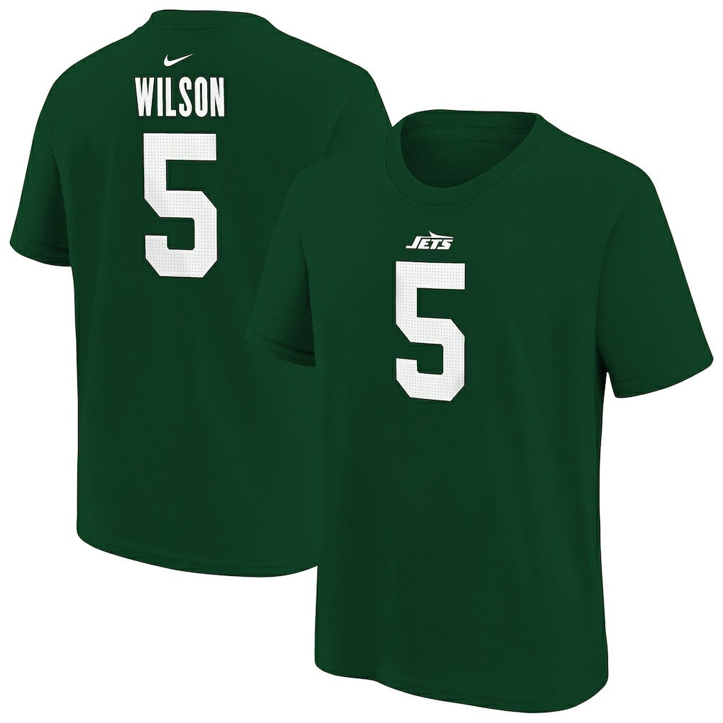 Nike Garrett Wilson New York Jets Youth Player Name & Number T-Shirt Green