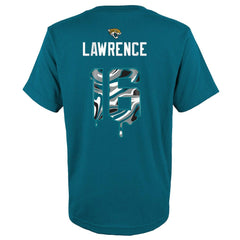 Trevor Lawrence Jacksonville Jaguars Youth Mainliner Drip Player Name & Number T-Shirt Teal