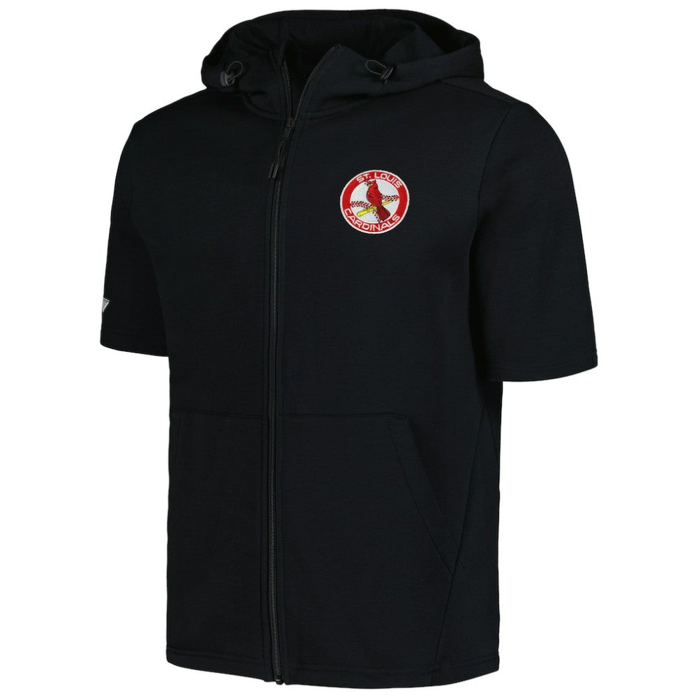 St. Louis Cardinals Levelwear Recruit Short Sleeve Full-Zip Hoodie - Black - MLB Lifestyle