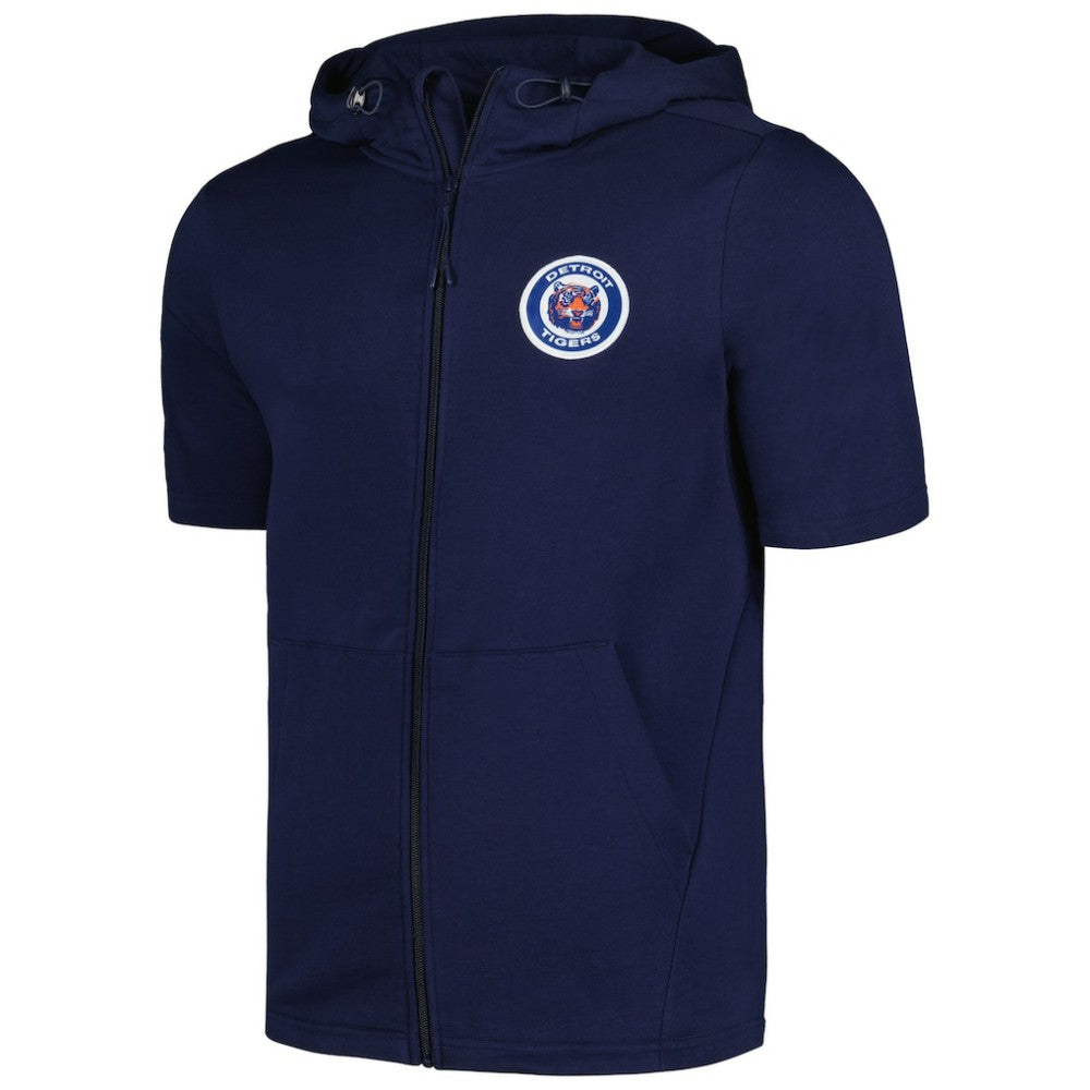 Detroit Tigers Levelwear Recruit Short Sleeve Full-Zip Hoodie - Navy - MLB Lifestyle