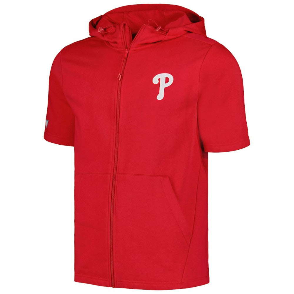 Philadelphia Phillies Levelwear Recruit Short Sleeve Full-Zip Hoodie - Red - MLB Lifestyle