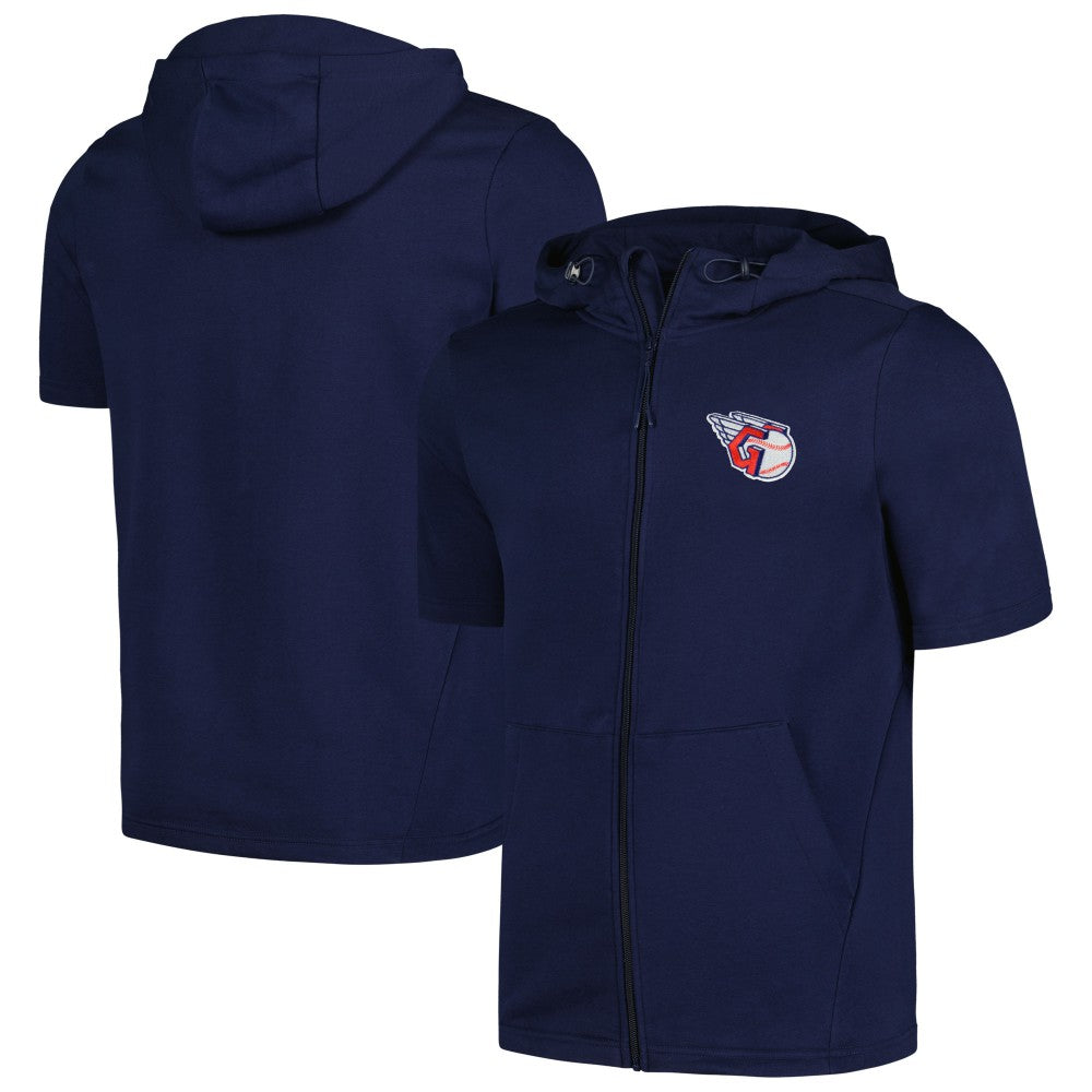 Cleveland Guardians Levelwear Recruit Short Sleeve Full-Zip Hoodie - Navy - MLB Lifestyle