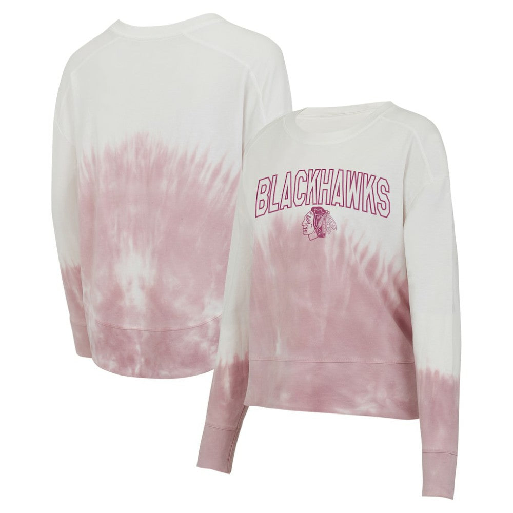 Chicago Blackhawks Concepts Sport Women's Orchard Tie-Dye Long Sleeve Top - Pink/White - NHL 201398062