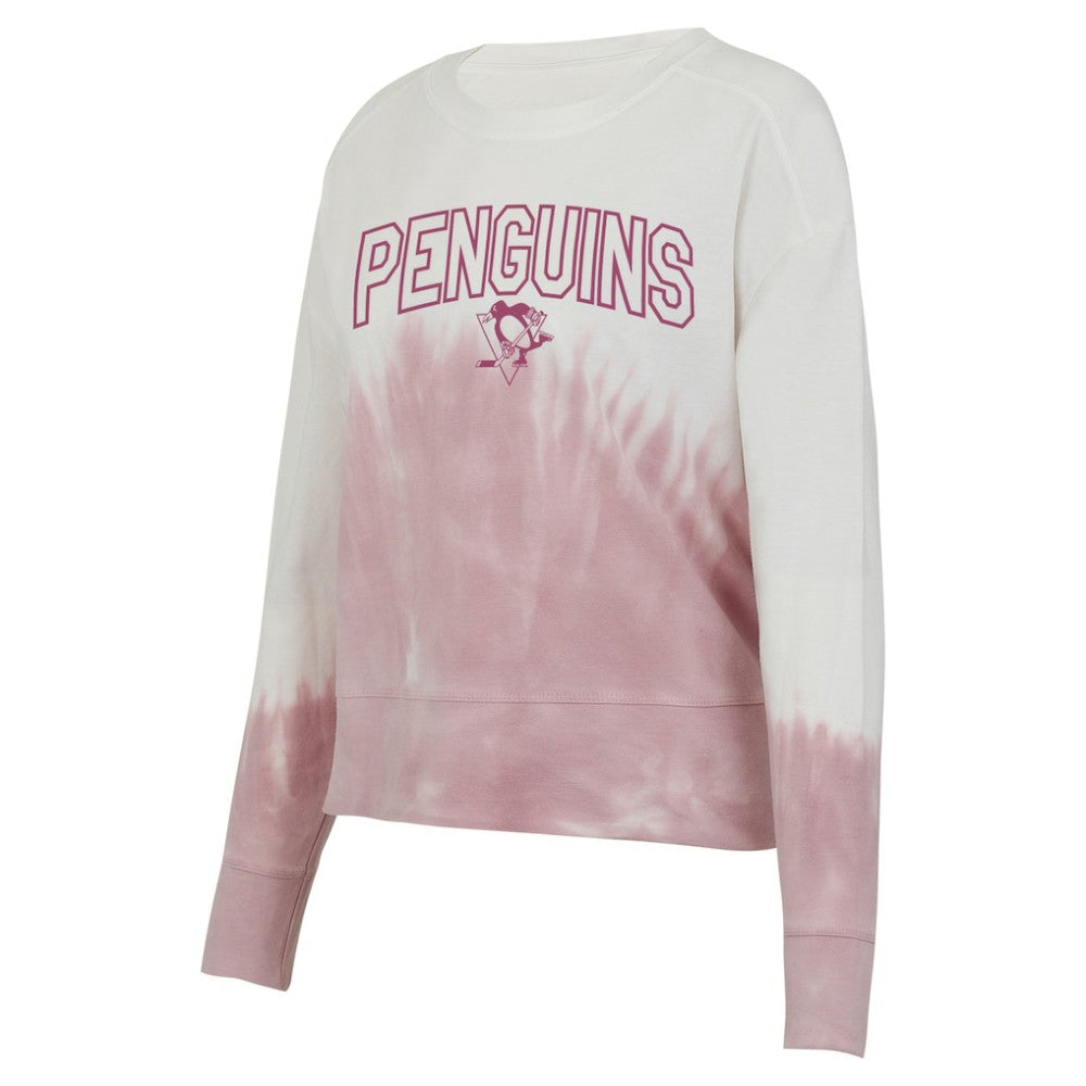 Pittsburgh Penguins Concepts Sport Women's Orchard Tie-Dye Long Sleeve Top - Pink/White - NHL 201398068