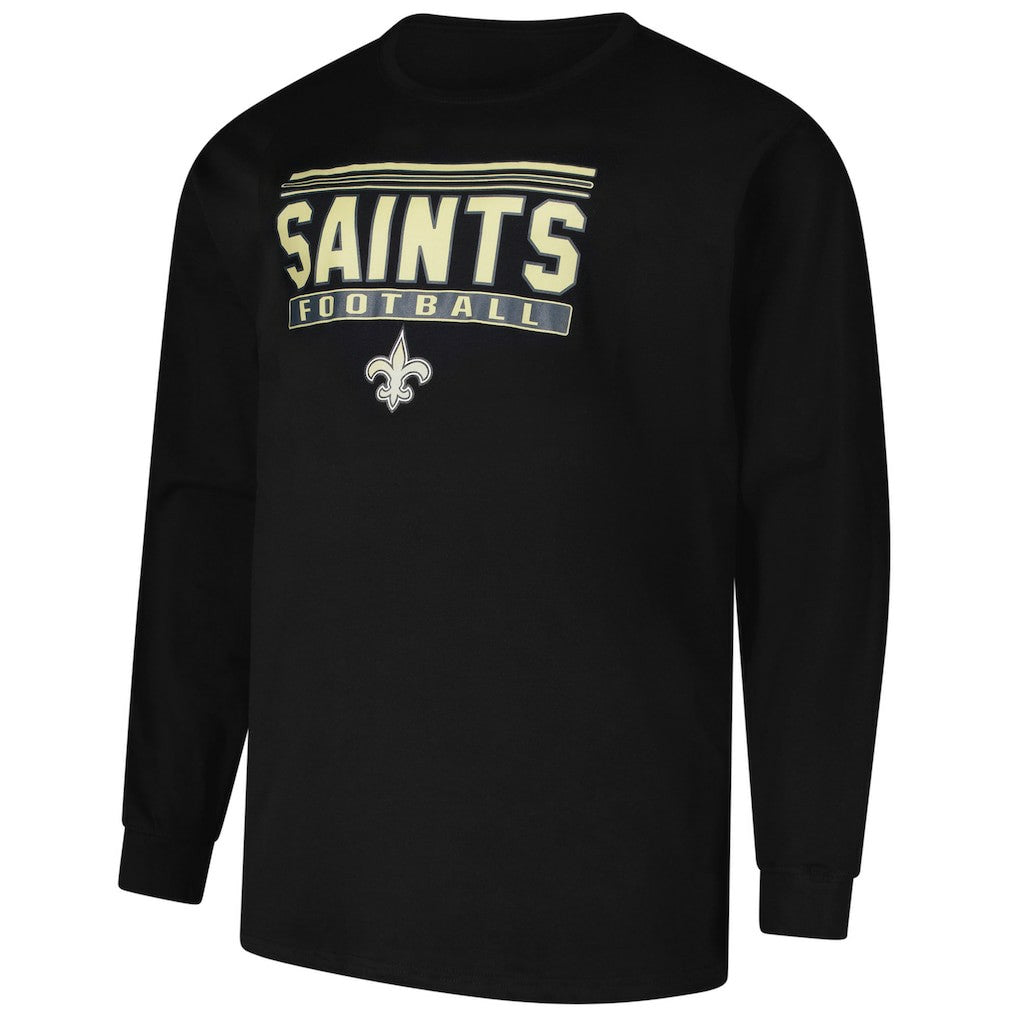New Orleans Saints Profile Big & Tall Pop Long Sleeve T-Shirt Black