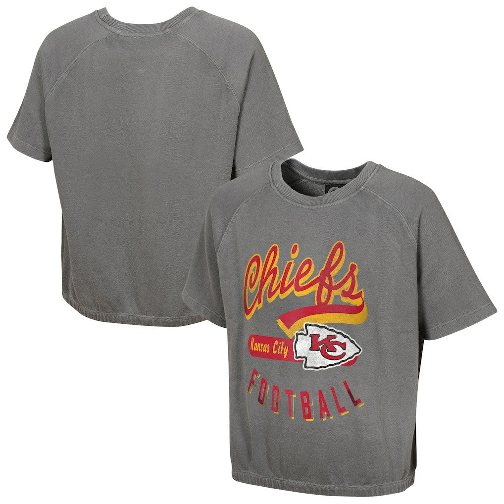 Kansas City Chiefs Women's Mineral Wash Short Sleeve Top Gray