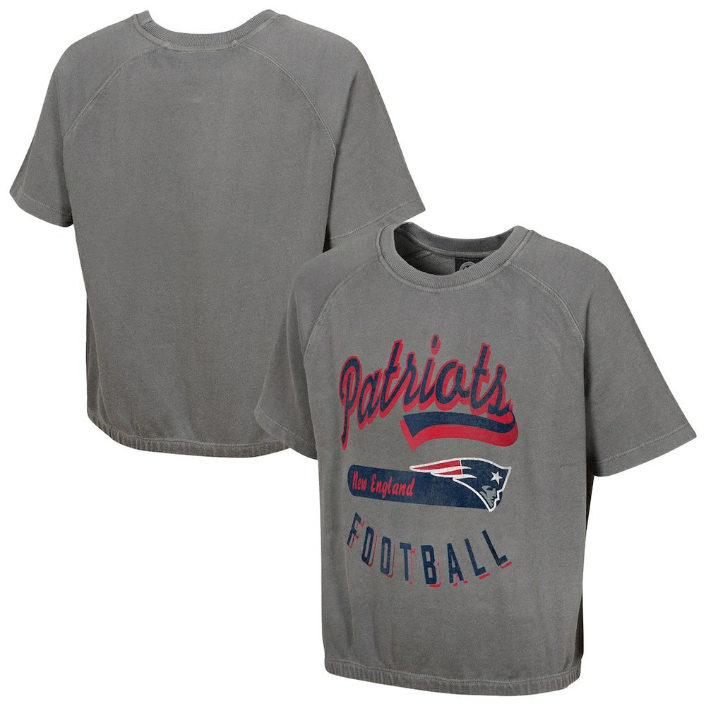 New England Patriots Women's Mineral Wash Short Sleeve Top Gray
