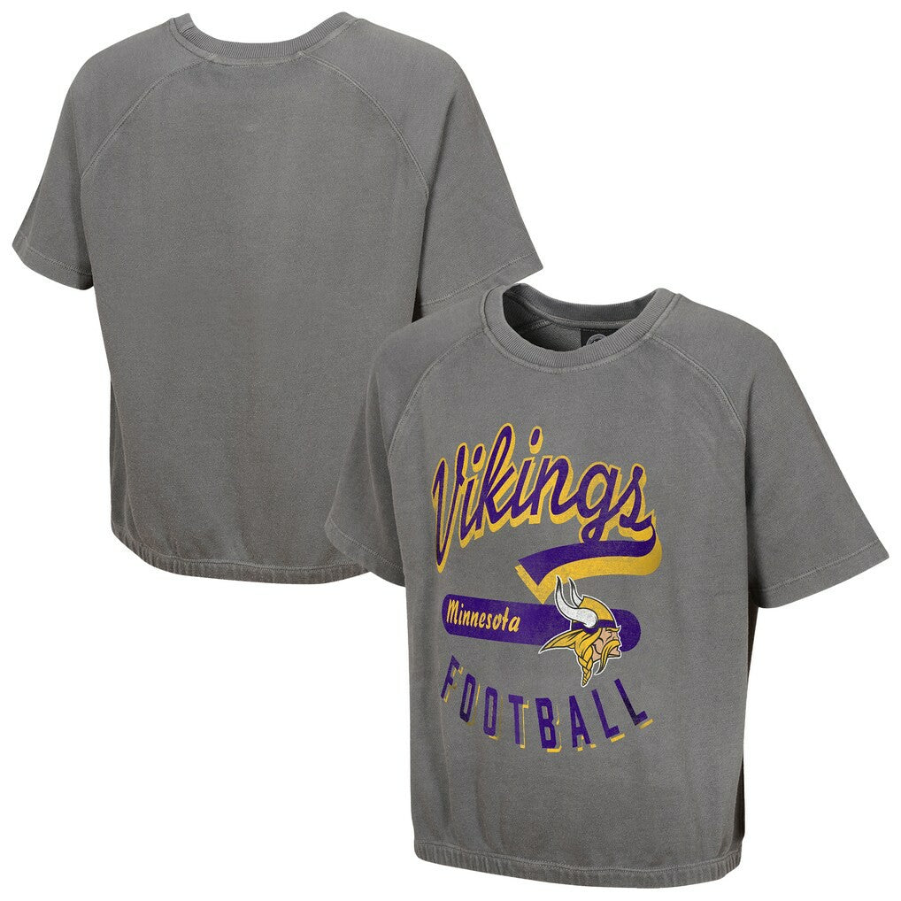 Minnesota Vikings Women's Mineral Wash Short Sleeve Top Gray