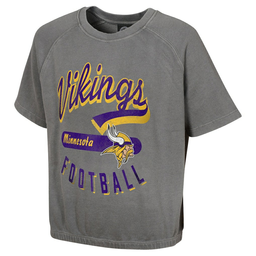 Minnesota Vikings Women's Mineral Wash Short Sleeve Top Gray