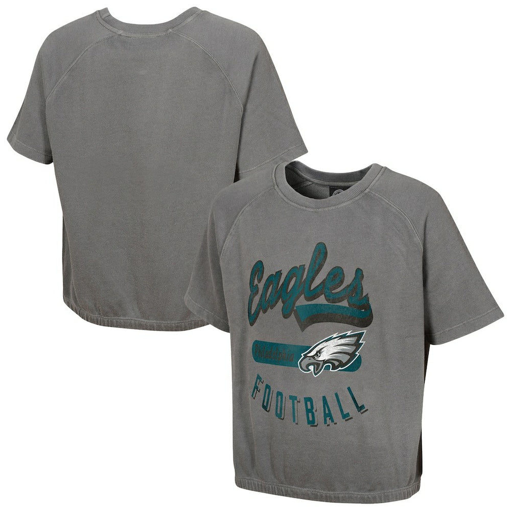 Philadelphia Eagles Women's Mineral Wash Short Sleeve Top Gray